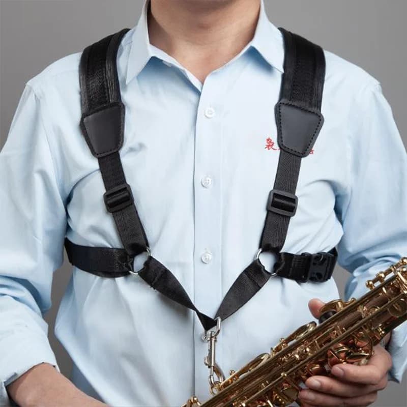 Saxophone Harness Strap with Metal Hook Quick Release Sax Strap for Baritone Tenor Saxophone for Kids and Adults