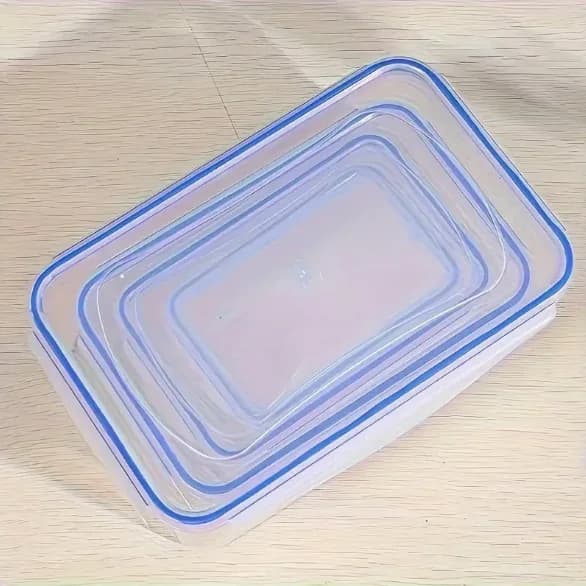 4pcs Refrigerator Sealed Storage Box Plastic Food Storage Container With Flip Cover Scallion Ginger Garlic Seasoning Storage Box