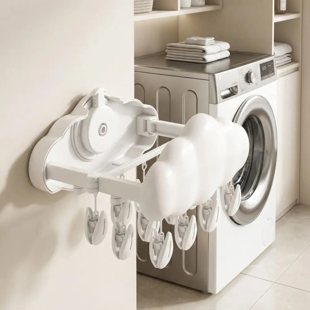 Folding Folding Drying Rack Suction Cup Expandable Hanging Underwear Holder Windproof with Clips Baby Clothes Hanger Home Use