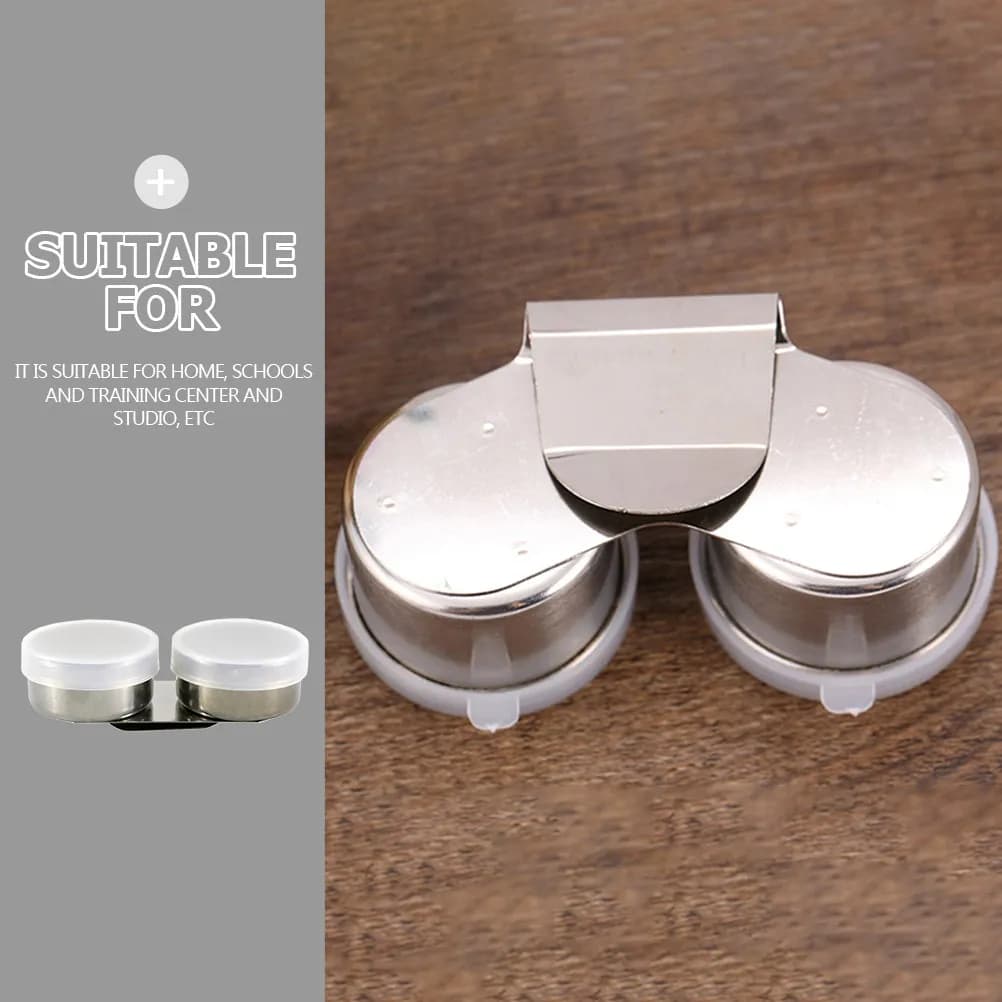 2Pcs Oil Paint Mixing Pot Brush Washing Container with Lids Stainless Steel Pen Cleaner for Artists Home Studio