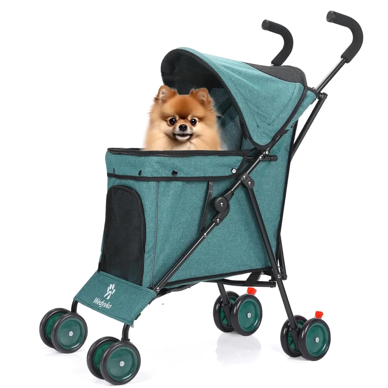 Passeggino per Cani a 4 Ruote, Carrozzina Pieghevole per Animali Domestici, per Cani e Gatti di Piccola Taglia, con Borsa per il Trasporto, Personalizzabile