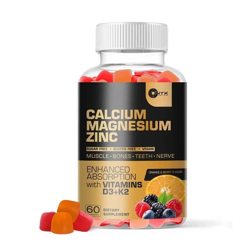 Whole calcium, magnesium and zinc gumella, suitable for adults - Vitamin D3 and K2 improve absorption, sugar free and gluten-free