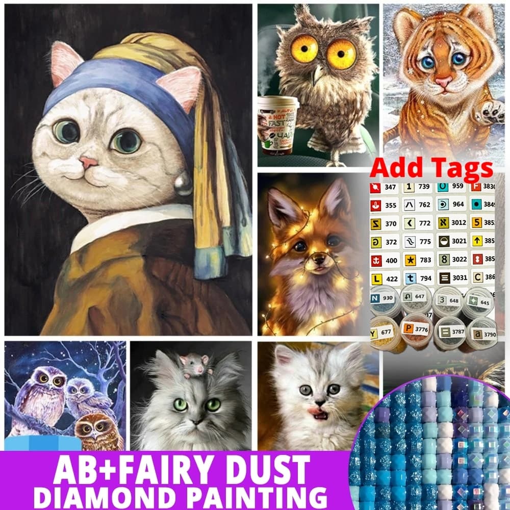 Fairy Dust AB Comes with DMC stickers Drill DIY Diamond Painting Animal Rhinestone Embroidery Painting Full Mosaic Home Decor Gi
