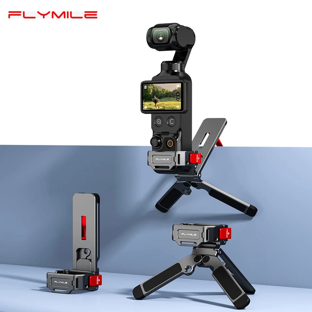 Treppiede Magnetico in Metallo Flymile per DJI Osmo Pocket 4/Pocket 3, Asta Selfie Pieghevole Magnetica con Gancio Mantis per Video da Tavolo