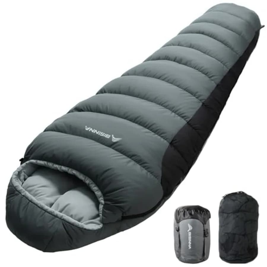 Sacco a pelo a cupola per adulti 14-41 ℉ Sacchi a Pelo per Campeggio 3-4 Stagioni con Sacca di Compressione per Escursionismo e Backpacking