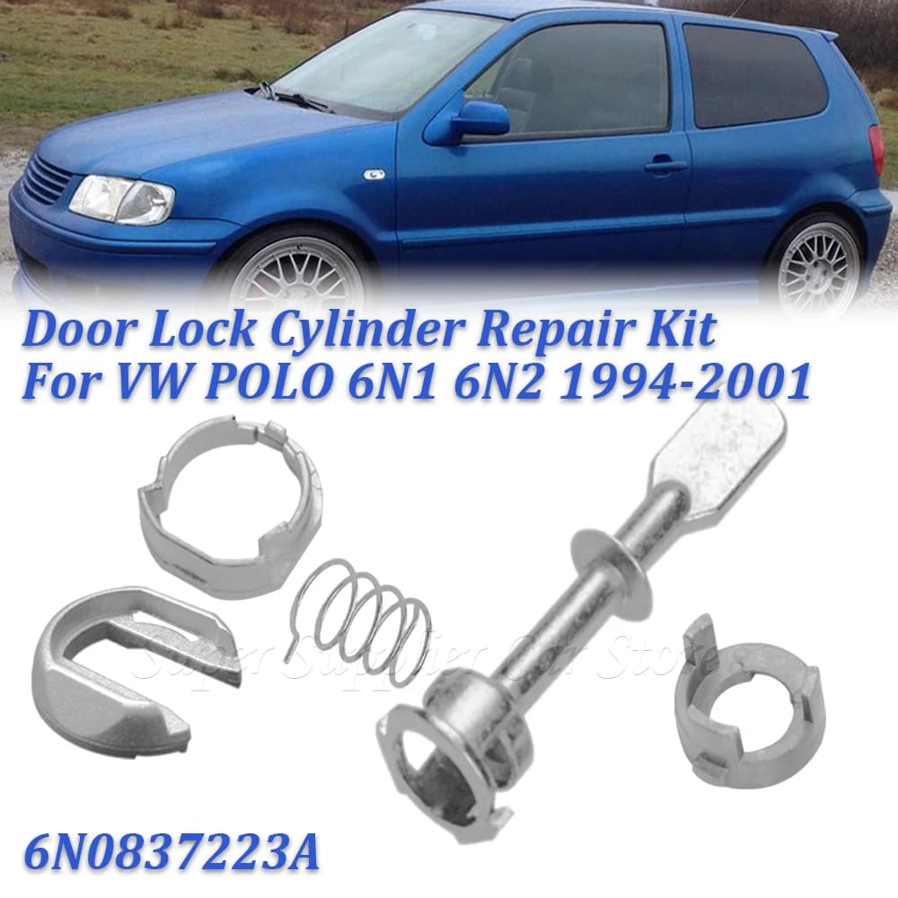 Kit di Riparazione Cilindro Serratura Porta Anteriore Sinistra o Destra per VW POLO 6N1 6N2 1997-2002, Set Completo Durevole OE # Accessori Auto 6N0 837 223A