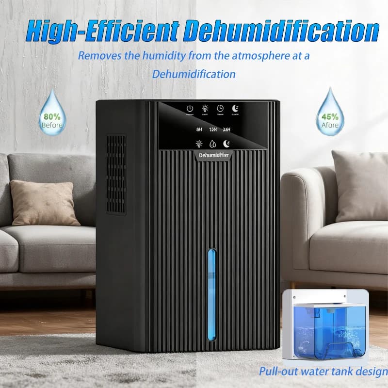 Deumidificatore Portatile Elettrico da 2200ML, Assorbitore di Umidità Silenzioso per Casa, Bagno, Armadio, Seminterrato