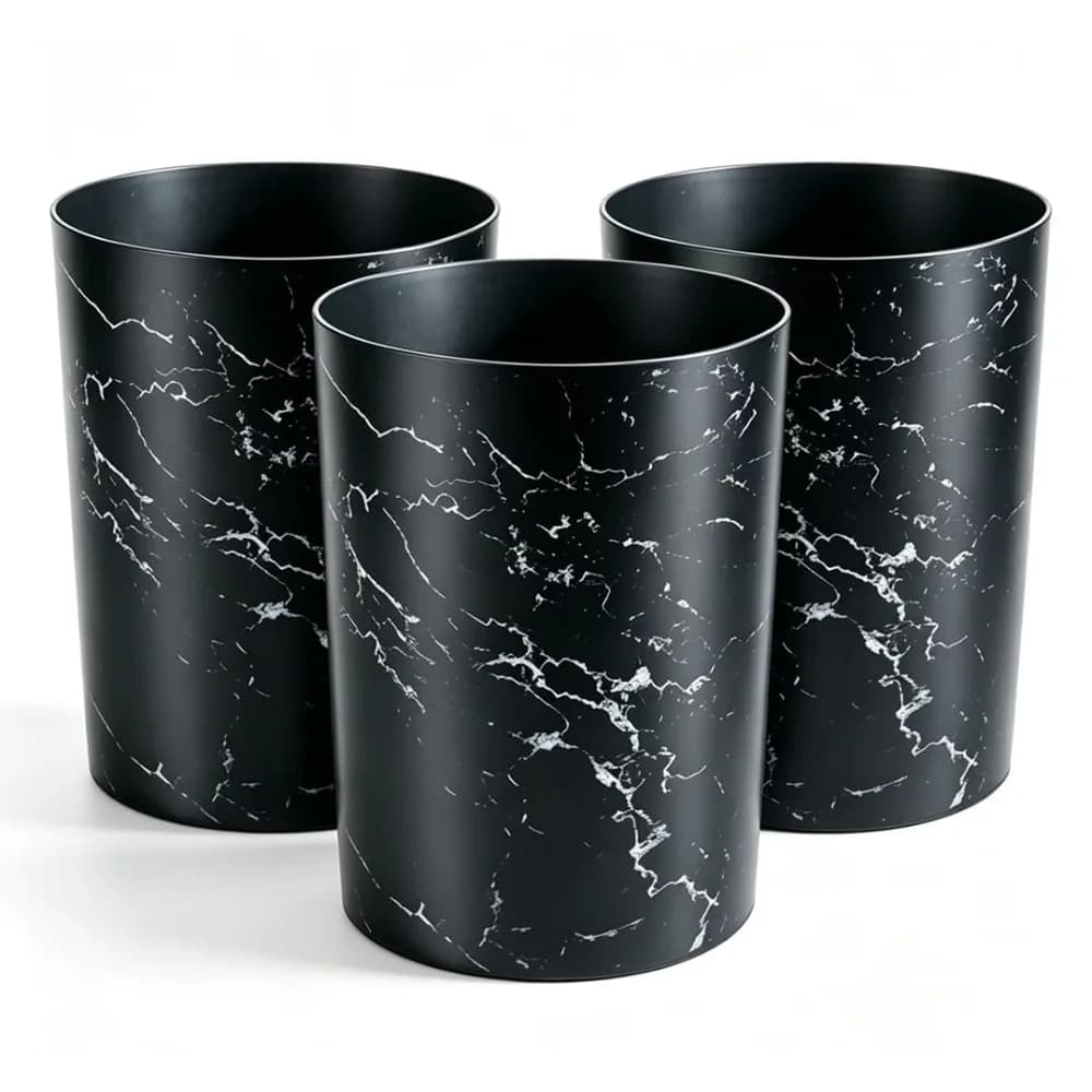 2 Gallon Trash Can for Bathroom,3 Pack Small Trash Can Round Wastebasket Garbage Can for Kitchen Office Bathroom Bedroom Dorms (Black, 3 Pack)