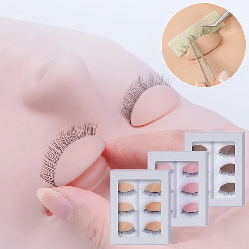 Nuovo Set di 3 Paia di Modelli di Testa per Pratica di Extension Ciglia Finte, con Palpebre Rimovibili in Silicone, Occhi per Addestramento Tatuaggi, Manichino