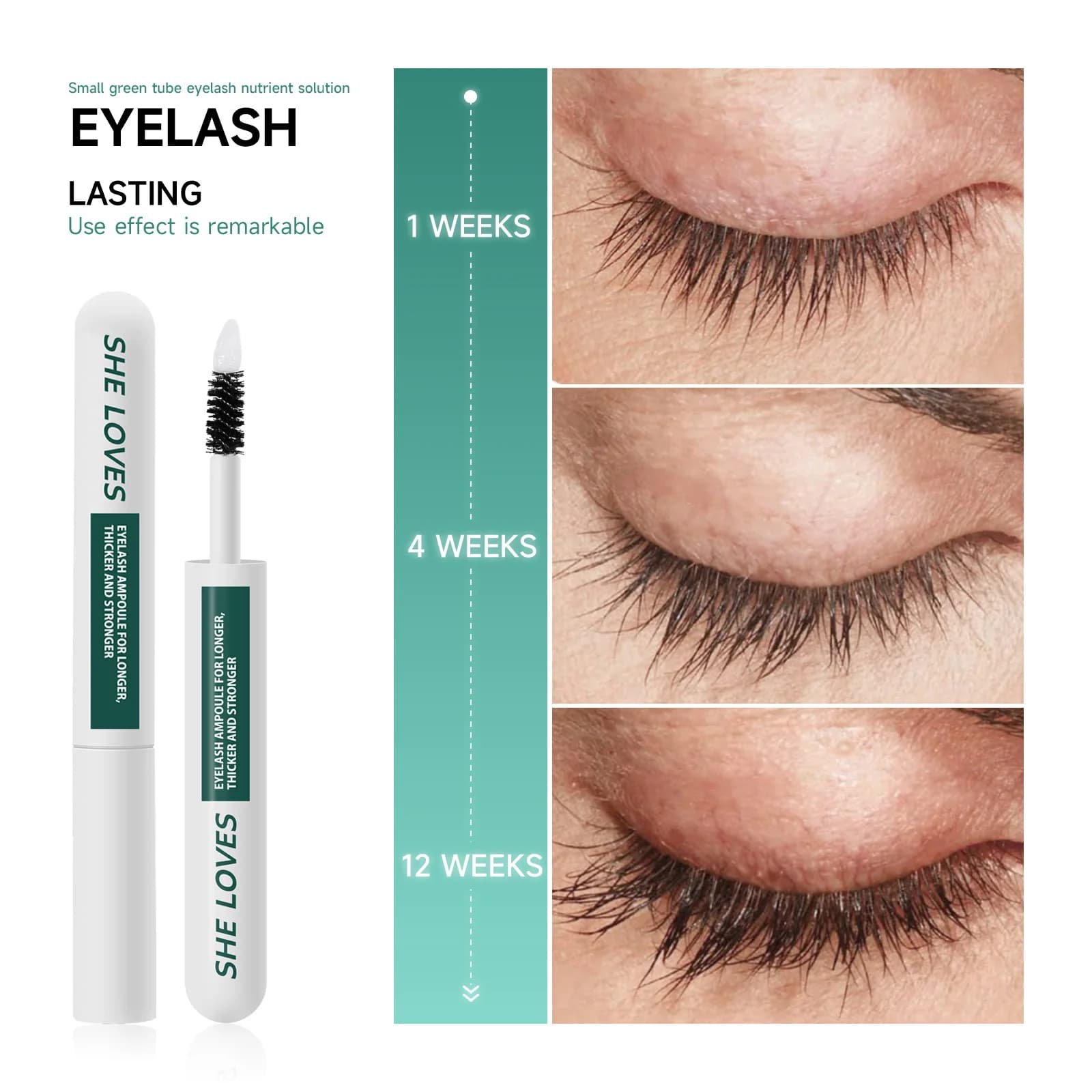 Natural serum for eyelash growth Mascara volumizing Extension Dark black Formula Gentle care for eyebrows Chestnut makeup