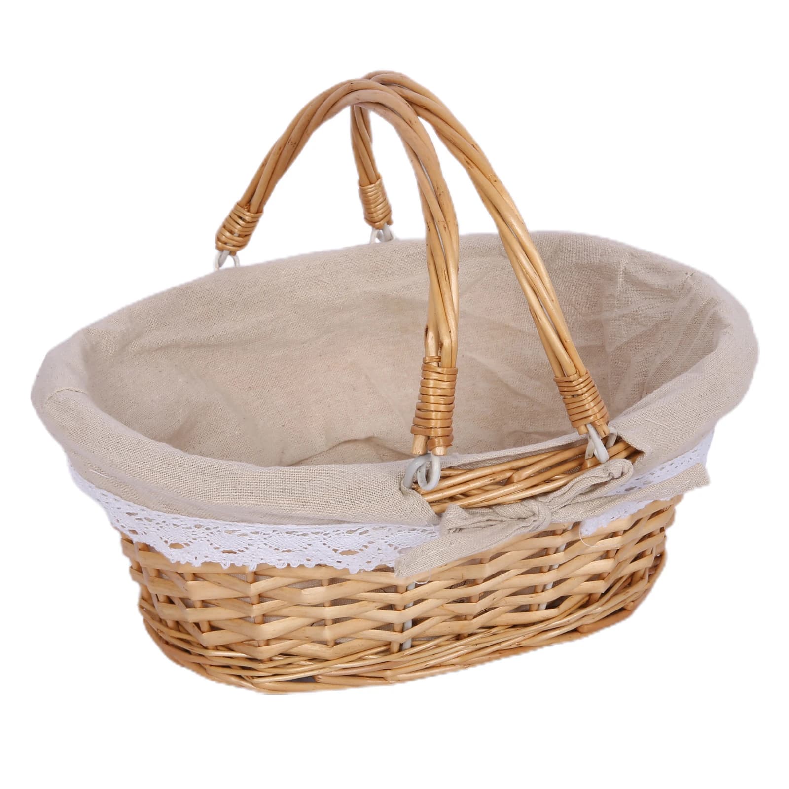Rattan Woven Basket with Dual Handles Multipurpose Portable Basket for Picnic Festival Activities Multipurpose Woven Basket