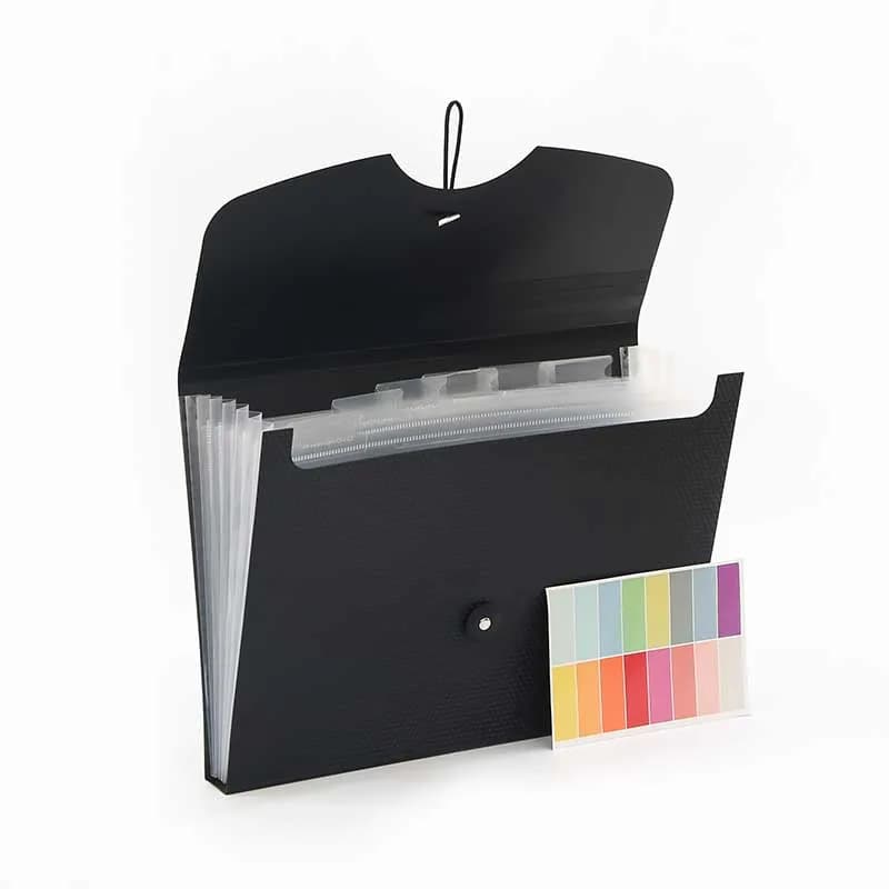 Cartella portadocumenti a 7 tasche con chiusura a scatto e cinghia di fissaggio, adatta per formato A4, borsa portadocumenti, organizer, scatola portadocumenti