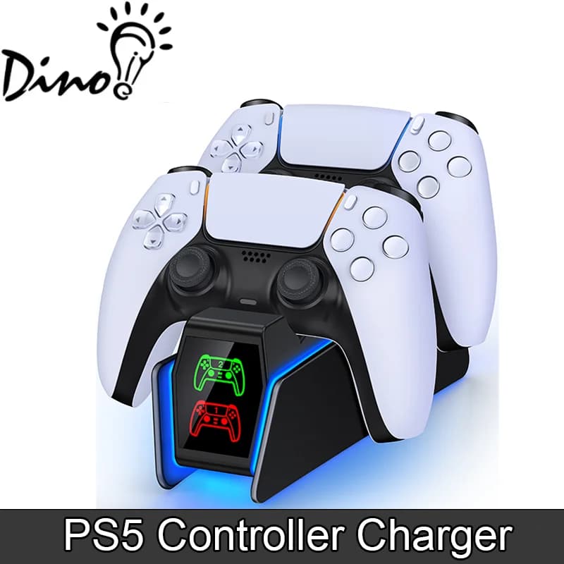 Caricabatterie per controller PS5 con luce RGB Dock per caricabatterie a doppio supporto Accessori per stazione di ricarica per controller PS5 per PlayStation 5