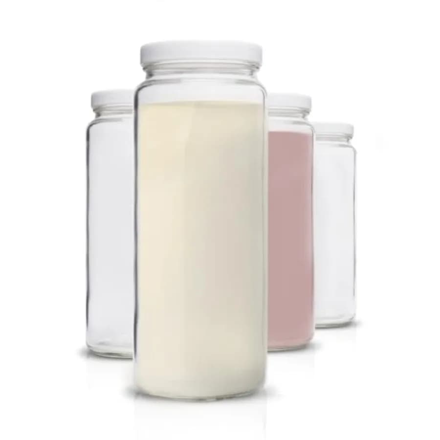 Set di Bottiglie in Vetro - 4 Barattoli da 32 oz a Bocca Larga con Coperchi per Succhi, Frullati, Acqua, Latte e Bevande - Grande Brocca Trasparente D