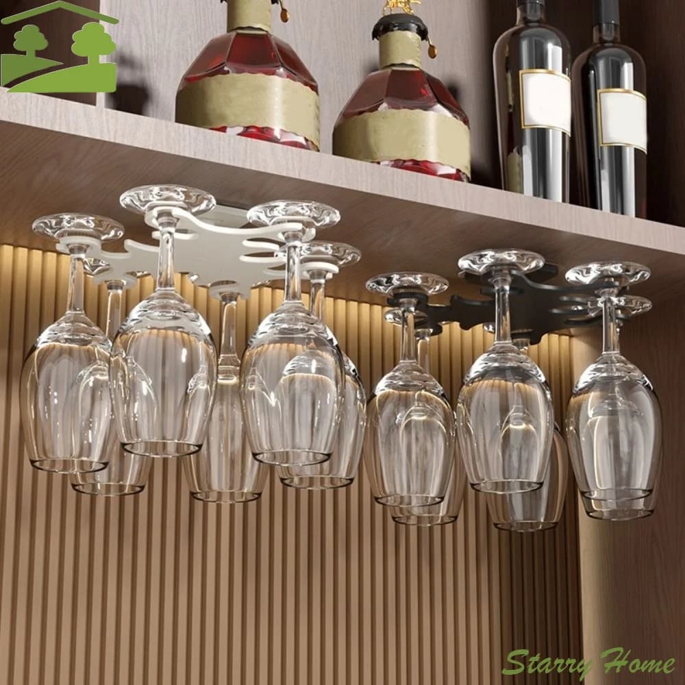 Portabicchieri Girevole in Plastica, Supporto da Parete Senza Foratura, Salvaspazio, Ventilato, per Bicchieri da Vino e Bar