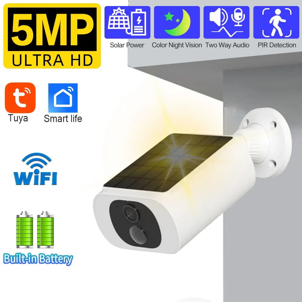 Tuya 4G Wifi Solar Bullet Camera Outdoor 5MP Waterproof Battery Powered CCTV Surveillance Security Camera Wireless Two Way Audio