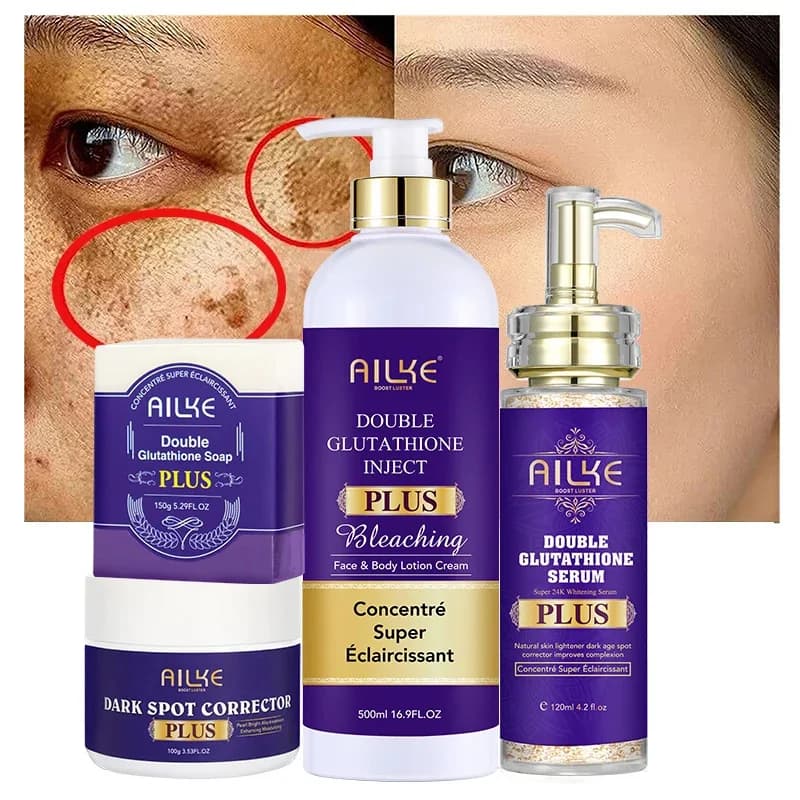 AILKE Glutatione Lozione per il corpo schiarente, idratante, idratazione, anche il tono della pelle, migliora la pelle scura e nera, supporta il logo privato
