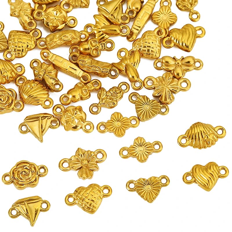 20 pendenti in acciaio inossidabile con cuore d'amore, fiore, teschio, ape, per collane e braccialetti, creazione di gioielli, accessori per connettori