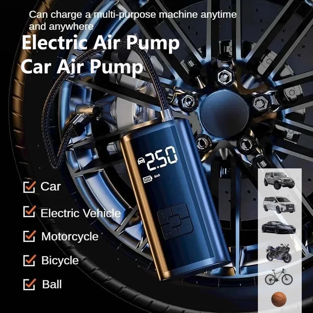 Pompa d'aria digitale cablata wireless Display LCD Luce a LED Pompa elettrica per pneumatici Gonfiatore Compressore d'aria Manometro portatile per pneumatici