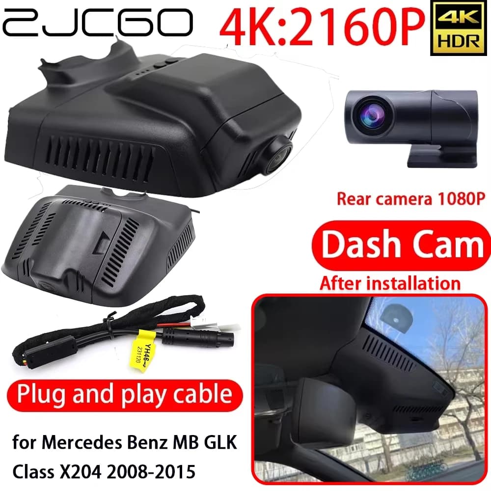ZJCGO per Mercedes Benz MB Classe GLK X204 2008-2015, Registratore Video 4K DVR, Dash Cam WiFi, Telecamera Anteriore 2160P, Telecamera Posteriore, Monitor 24h