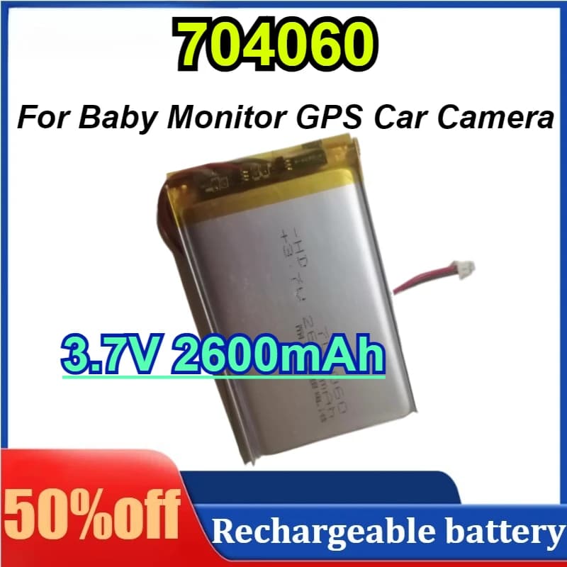 Batteria ricaricabile Li-Pol 3.7V 2000mAh 7.4Wh 704060 JST 2Pin 1.25mm per telecamera per auto GPS Baby Monitor