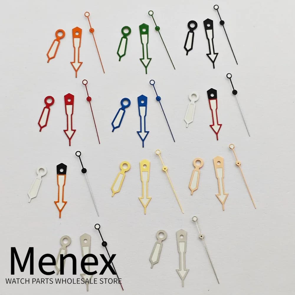 Menex Multi Color Dive Arrow Watch Hands Green Luminous Fit NH34 NH35 ETA2824 Miyota82DG Movement Watch Replacement