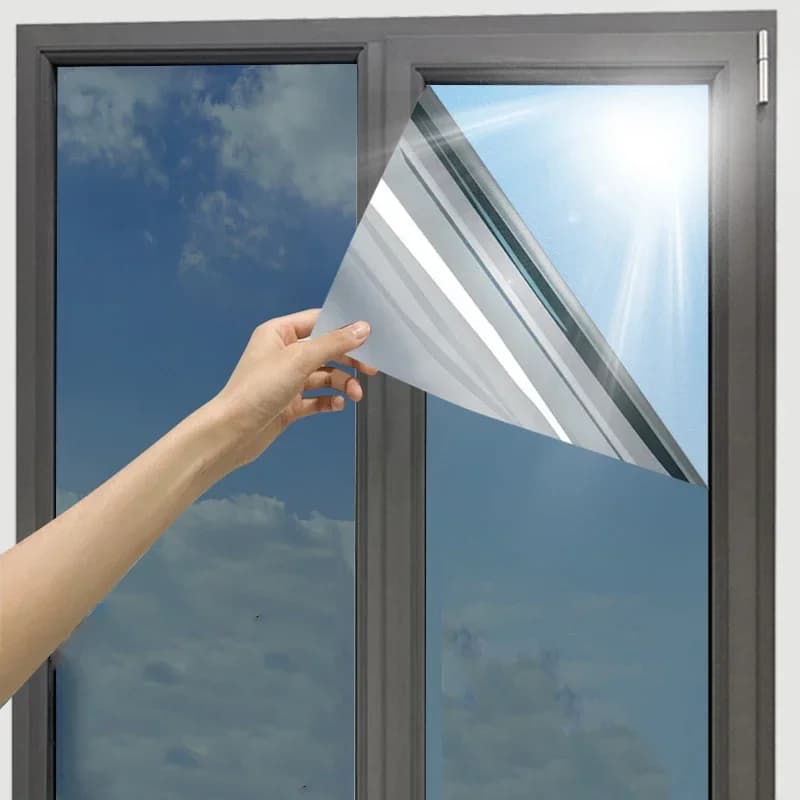 AFDB Pellicola per finestre unidirezionale, rivestimento in vetro colorato effetto specchio per ufficio domestico, adesivo riflettente per porta in vetro anti UV con controllo del calore