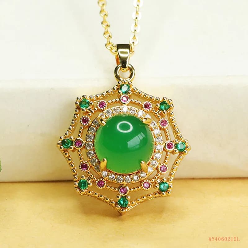 Natural agate pendant ice chalcedony dream catcher necklace jewelry