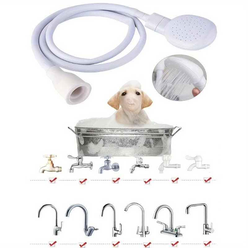 1 set di accessori multifunzionali per doccia per cani, soffione doccia per animali domestici, spruzzatore da bagno per doccia per cani portatile in gomma con tubo flessibile, doccia per animali domestici A