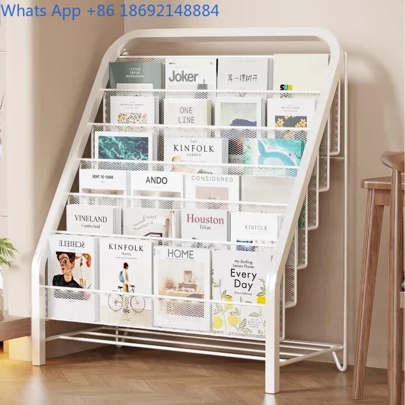 Newspaper Magazine Rack Brochure Display Stand Office Drawing Document Storage Organizer Floor Rack