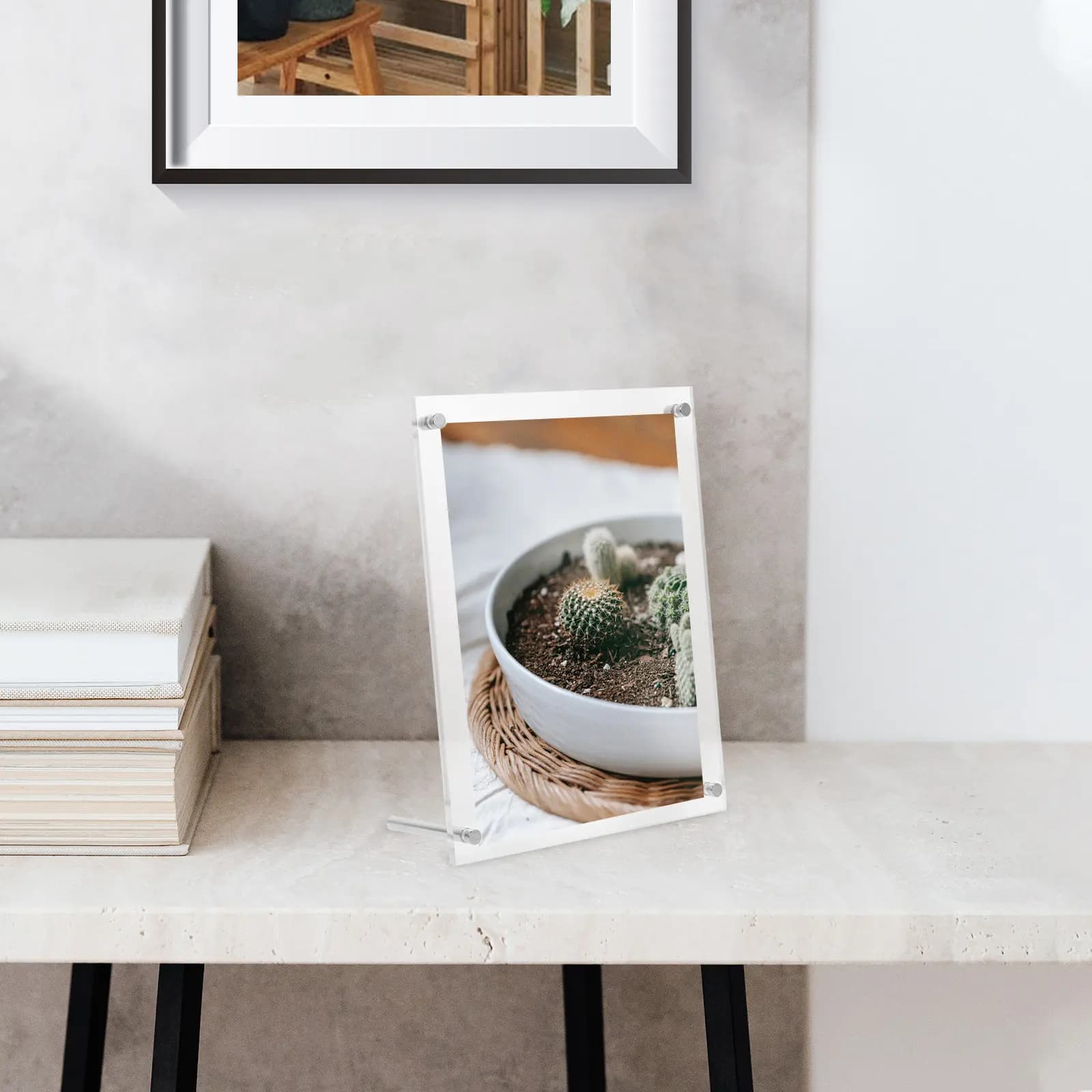 Cornice Portafoto in Acrilico Trasparente da Tavolo, Espositore per Certificati e Autorizzazioni, Cornice Trasparente per Licenze Aziendali e Ufficio