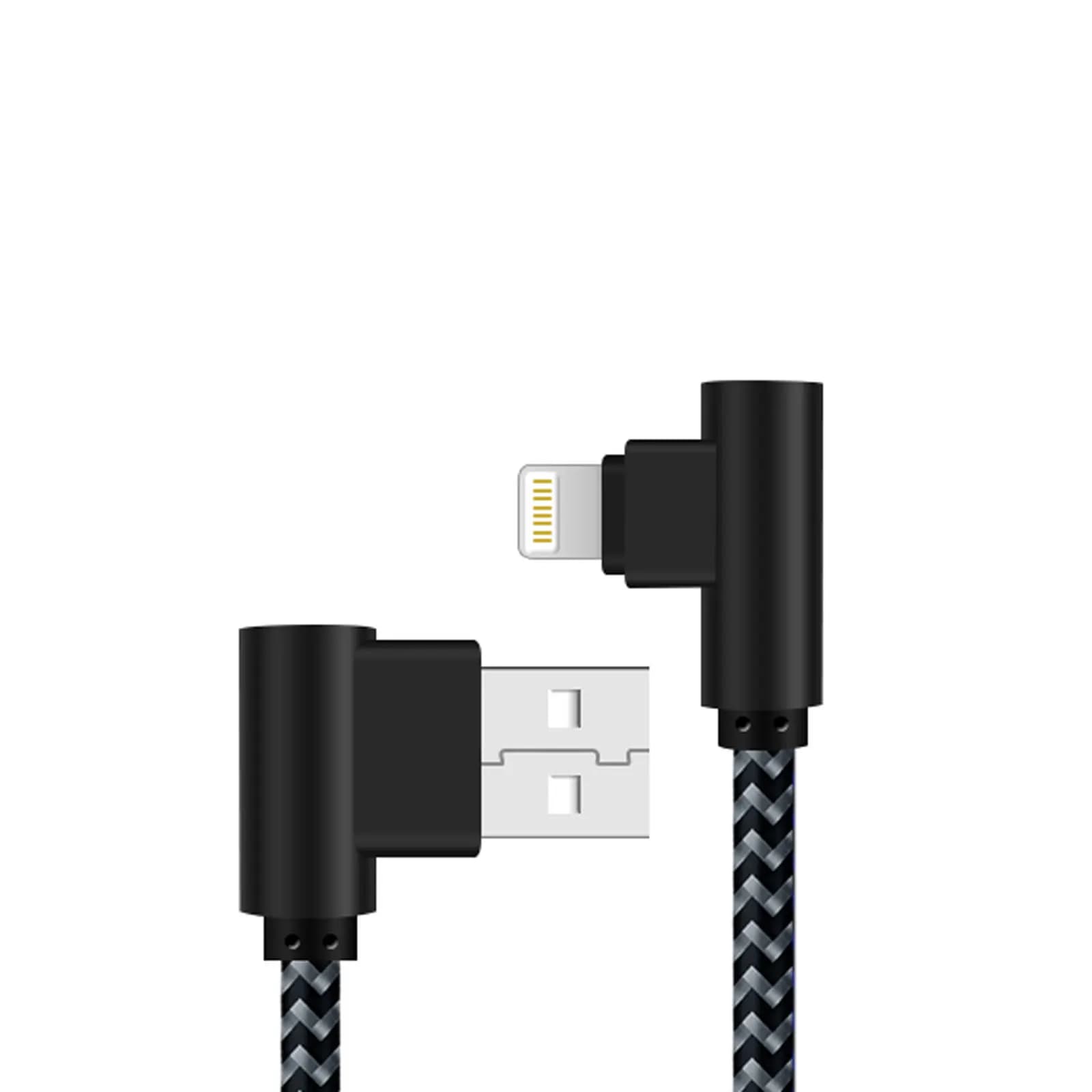 USB A to Lightning cable certified MFi for iPhone 13 14 Pro 11 12 mini XS Max XR X 7 8 Plus 90 degree elbow USB charger cable