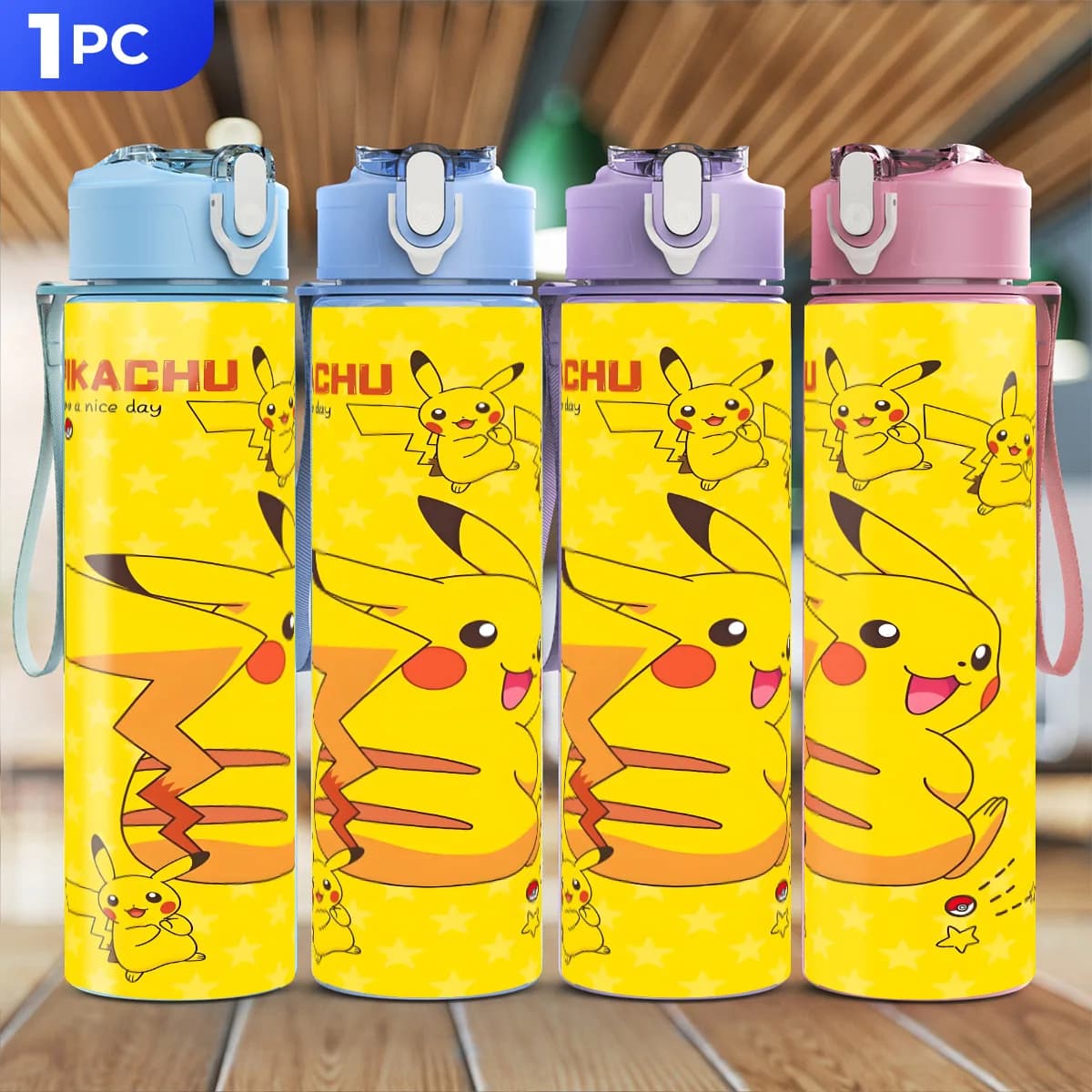 Borraccia sportiva Pokemon da 750 ml, resistente, a prova di perdite, leggera, regalo per la festa di San Patrizio e la festa della mamma