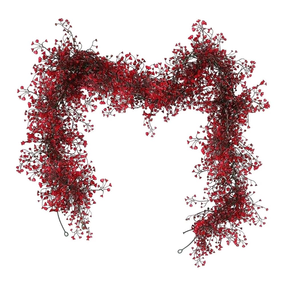 1,8m Artificial Plants Garland, Plastic Red Felts, Fine Edera for Christmas Decorations, Home, Weddings, Tables, Festivals and Gardens