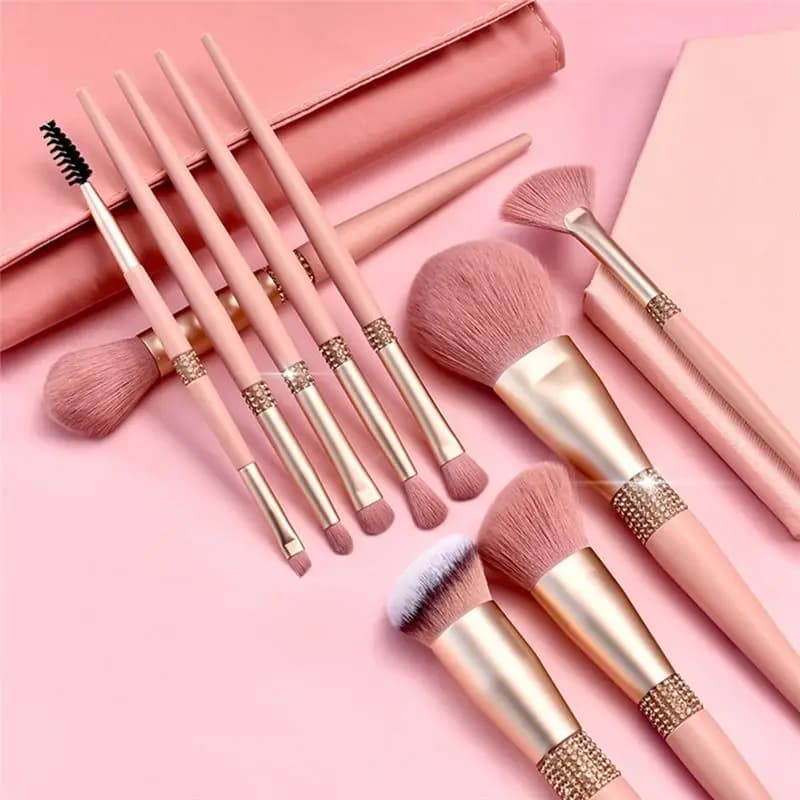 clinch 10 pieces set of coral red brilliant makeup brushes set of tools for beauty makeup for soft hair foundation