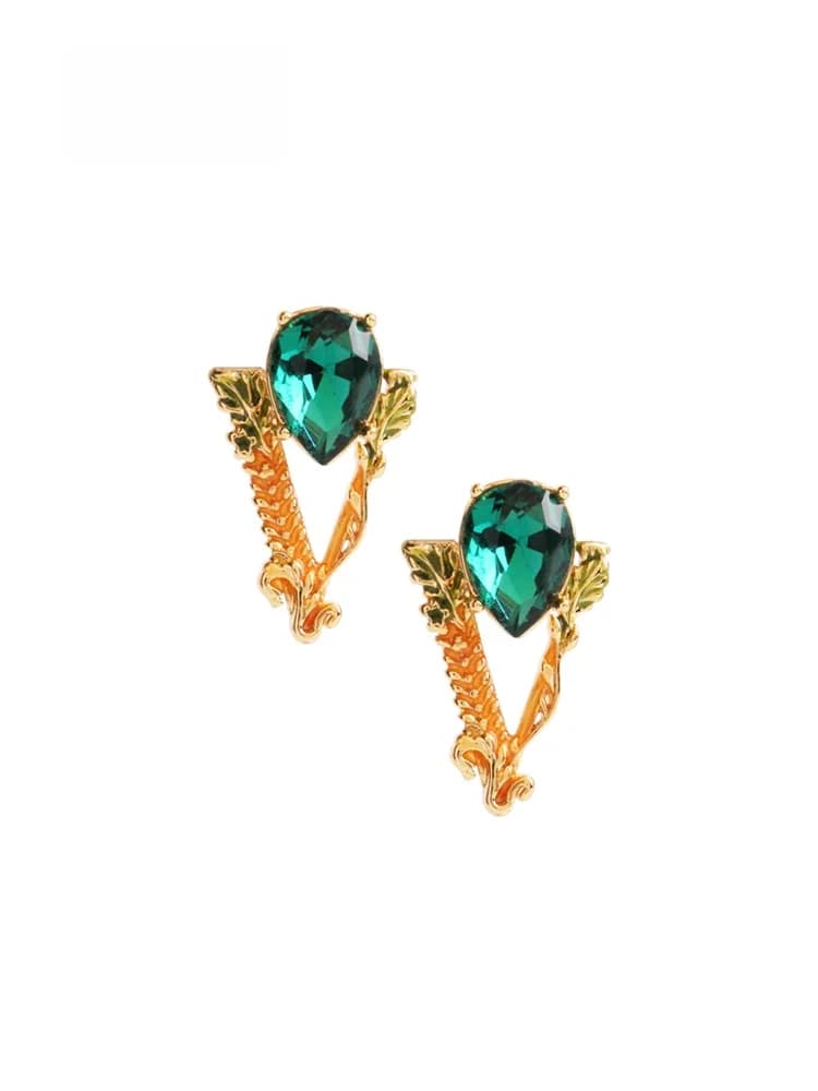 Orecchini a Goccia di Cristallo Oversize Sumni, Gioielli Artificiali a Forma di Foglia Esagerata, Ear Cuff Personalizzati alla Moda