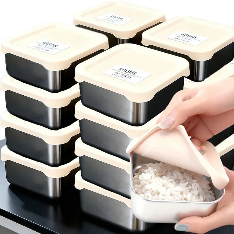 Contenitore per il pranzo in acciaio inossidabile 304 da 400 ml Contenitore per la preparazione dei pasti sani per uso alimentare Coperchio in silicone Contenitore per alimenti per ufficio a prova di perdite