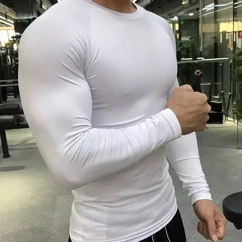 Men Sport T-shirt Quick Dry Bodybuilding Running Shirt Long Sleeve Compression Top Gym T Shirt Men Fitness Tight Cool Top