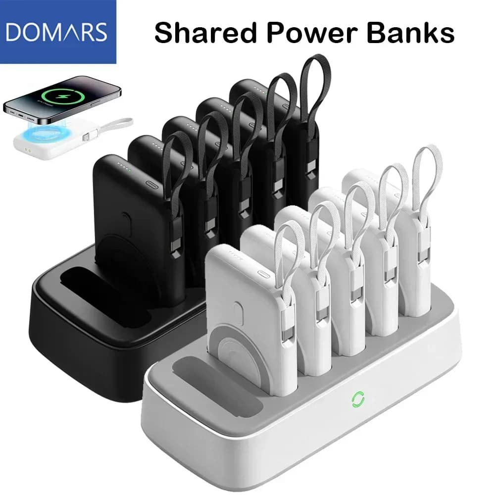 Domars 6-in-1 Magnetic Charging Power Bank 10000mAh PD 22.5W Fast Charging Portable Battery with Built-in Charging Cable