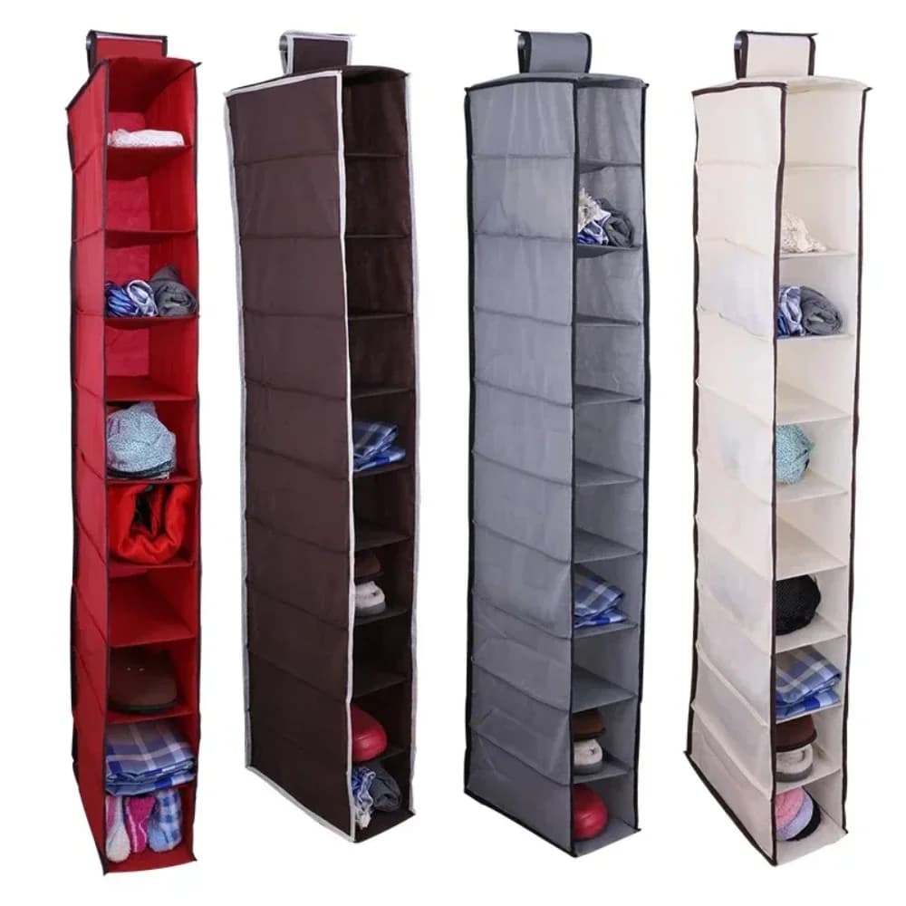 10 Layer Shoe Box Storage Hanging Bag Non-Woven Fabric Hanging Shoe Shelves Collapsible Wardrobe Storage Organizer for Shelves