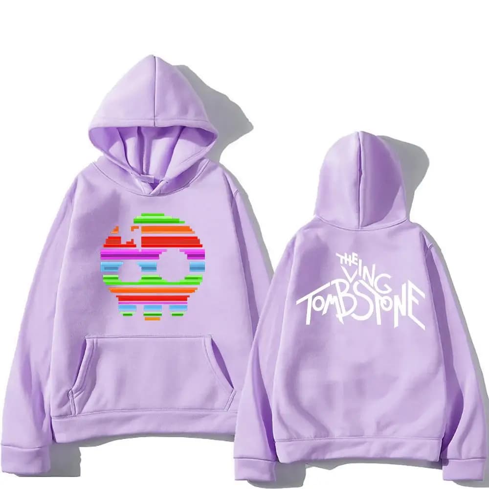 Felpa con cappuccio The Living Tombstone Rainbow Skull The Living Tombstone Skull Felpe grafiche umoristiche Pullover unisex a maniche lunghe