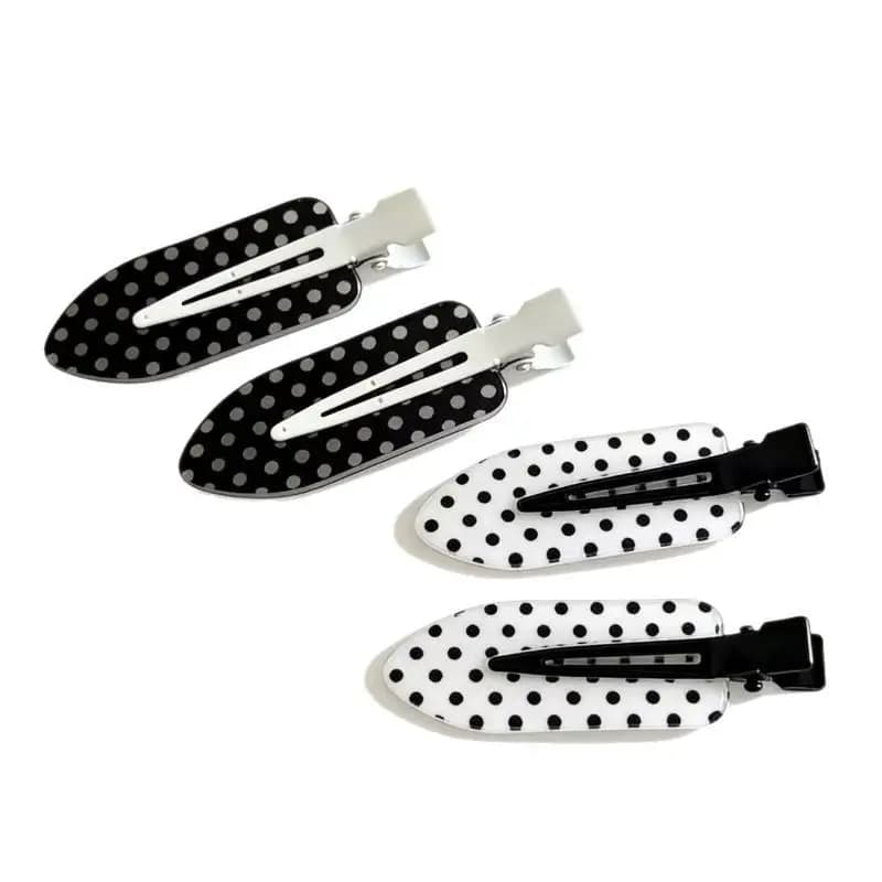2Pcs Black White Dot Acrylic Hair Clips Lightweight Comfortable Hair Styling Tools for Gym Daily Wear Party Outfits