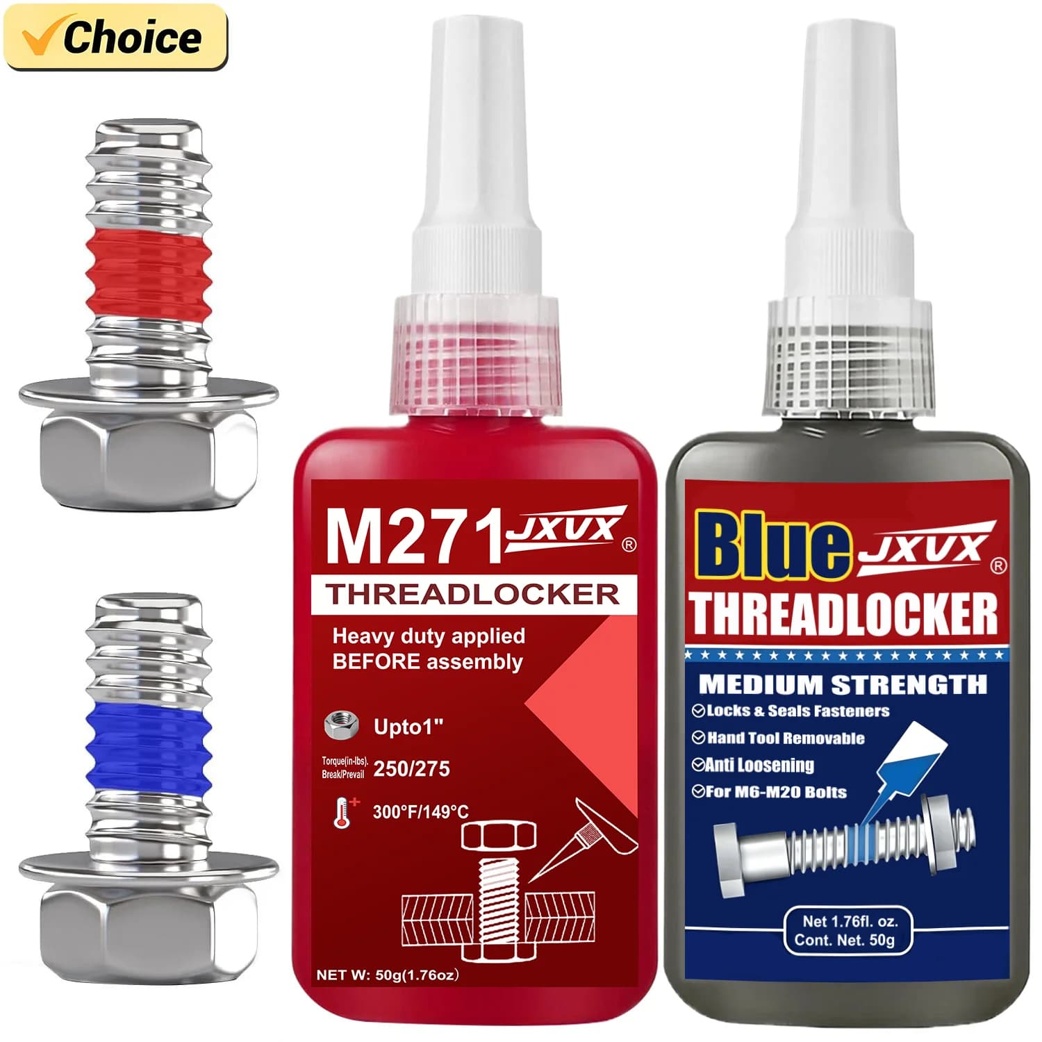 Fissaggio filettature blu/rosso a media-alta resistenza, agente di bloccaggio per viti ad asciugatura rapida, 50 ml. Adesivo liquido anaerobico ad alta resistenza, anti-slittamento, per il fissaggio di filettature.