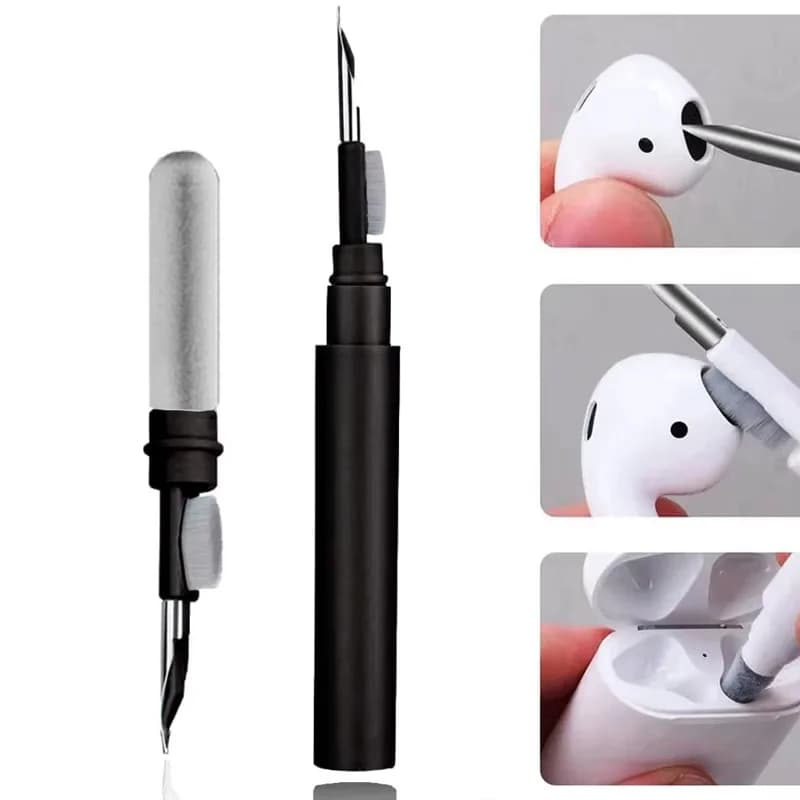 Penna per la pulizia degli auricolari Bluetooth 3 in 1, strumento multifunzionale per la pulizia degli auricolari, spazzola per la pulizia della rete degli altoparlanti delle cuffie, per AirPods 1 2 3