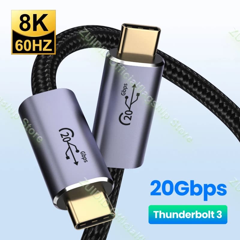 Cavo USB tipo C a tipo C per MacBook PD 100W 5A USB 3.2 20Gbps ThunderBolt3 QC4.0 3.0 Cavo USB-C per Samsung Xiaomi 2/3m