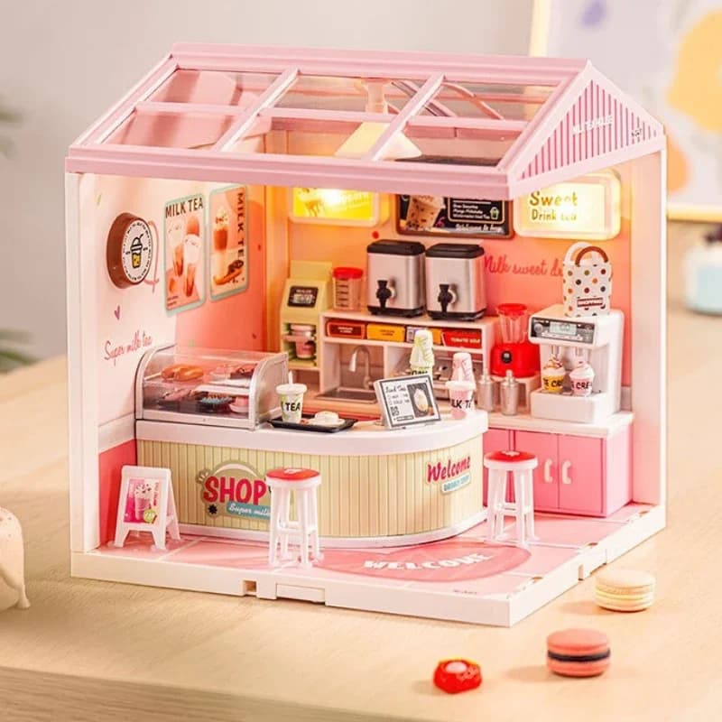 Casa delle Bambole Fai-da-Te per Bambini, Kit di Illuminazione e Costruzione, Miniature Assemblabili, Giocattoli e Decorazioni per la Casa