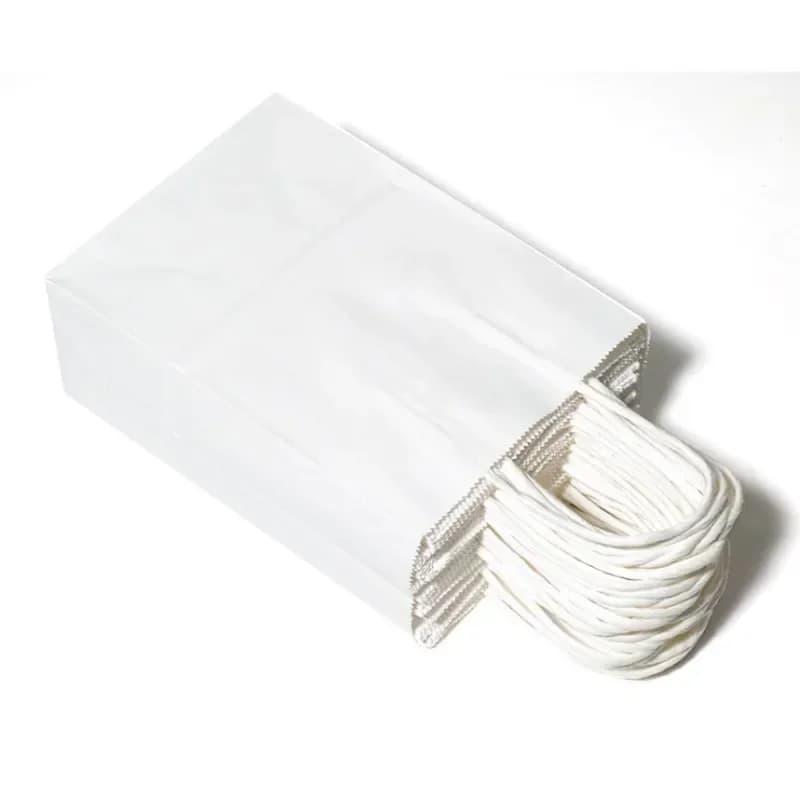 10 pezzi fai da te multifunzione semplice ed elegante sacchetto regalo Kraft bianco 21x15x8 cm sacchetti di imballaggio sacchetto regalo di Natale con manico