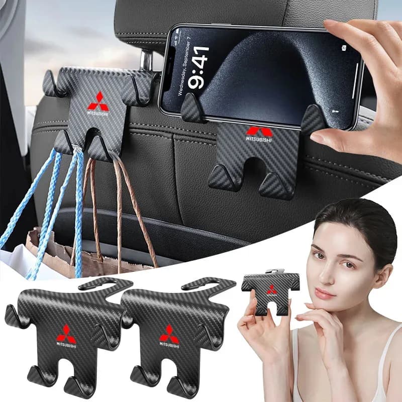 1/2PCS Seggiolino Auto Poggiatesta Gancio Auto Sedile Posteriore Organizer Accessorie Per Mitsubishi ASX Lancer Pajero Outlander L200 EVO Lancer EX