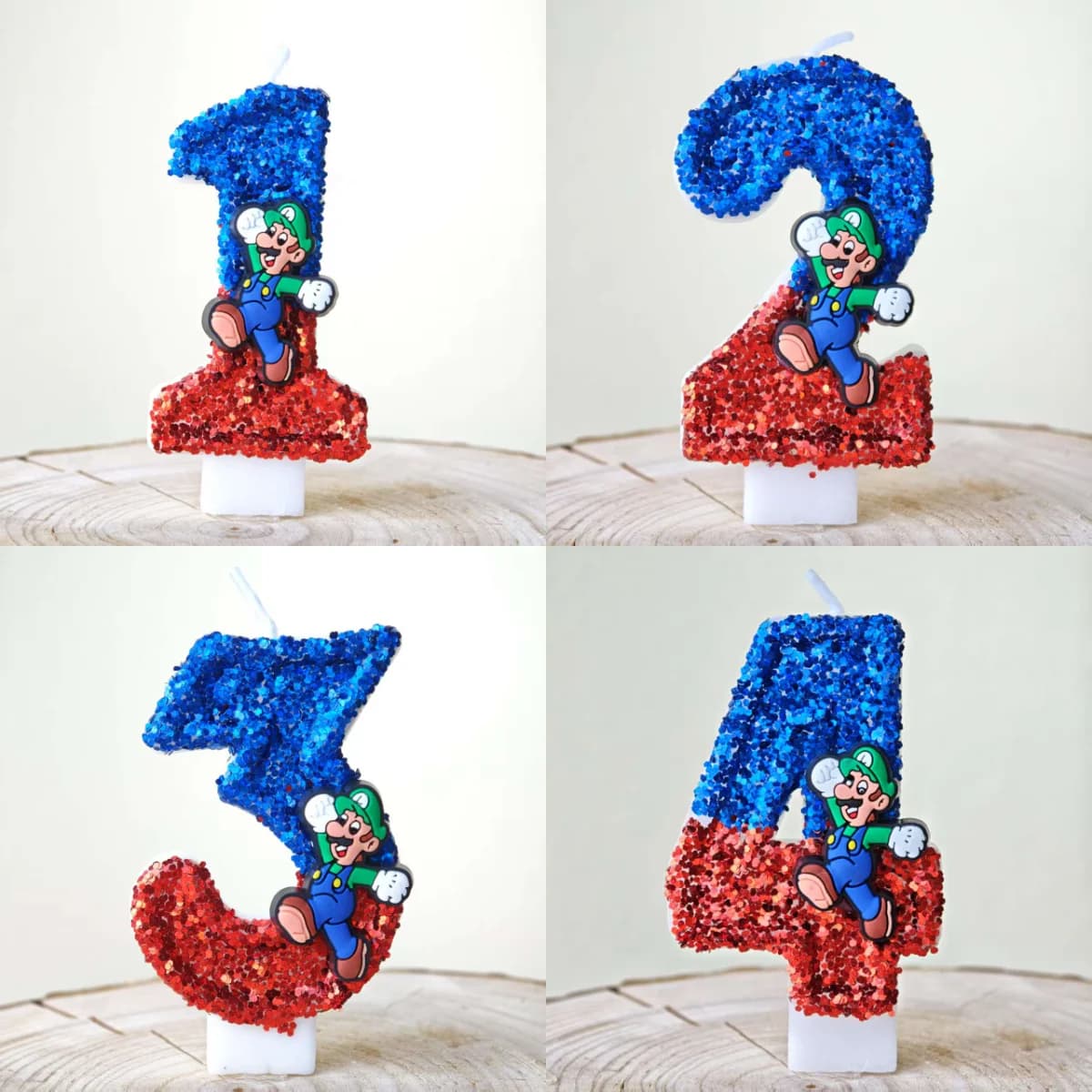 Candeline Numeriche Super Mario per Decorazione Torta di Compleanno, Topper per Torta Festa di Compleanno Mario, Regalo per Bambini