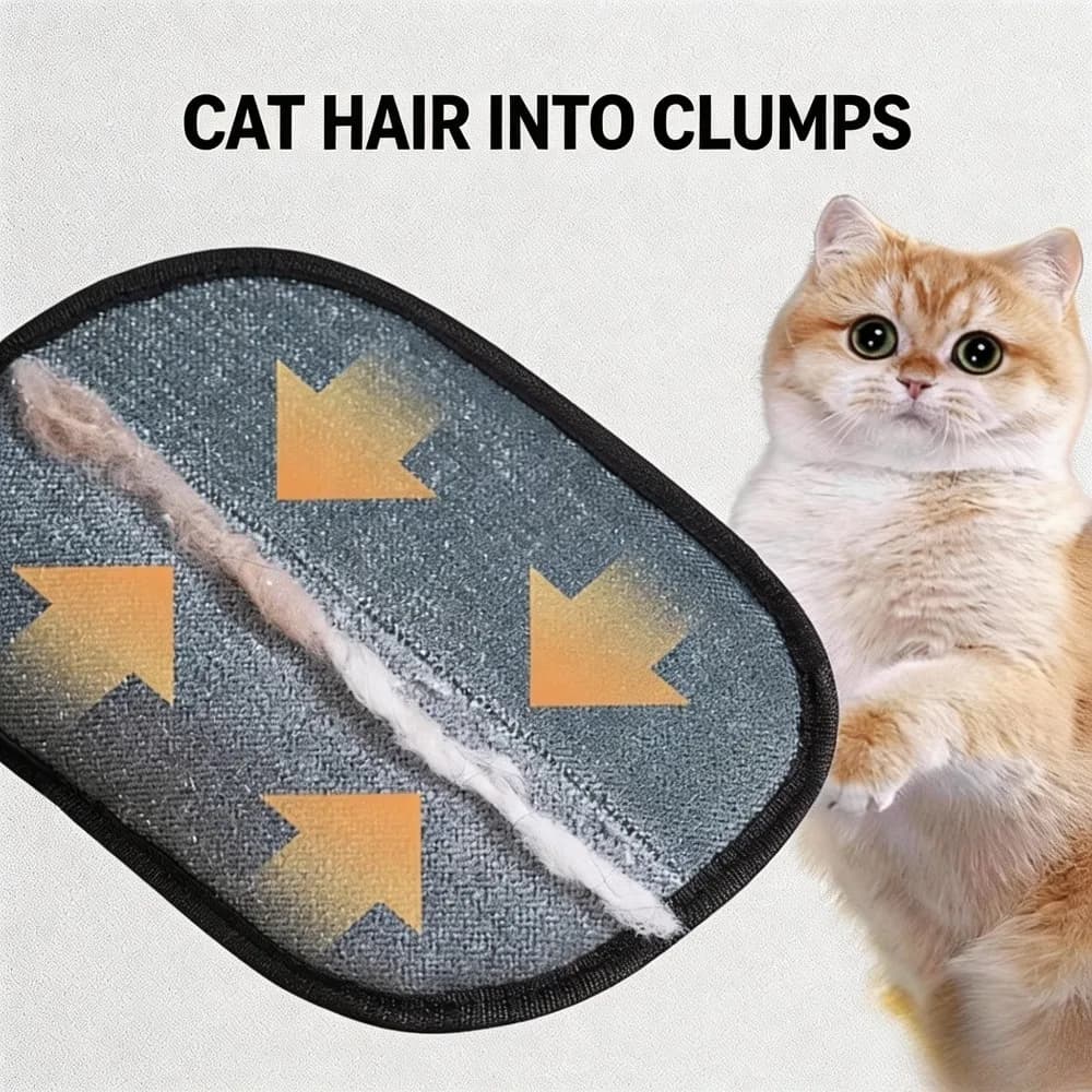 Reusable Pet Hair Remover Glove, Electrostatic Lint Remover Brush for Cat Dog, Washable Double‑Sided Grooming Hair Catcher Tool